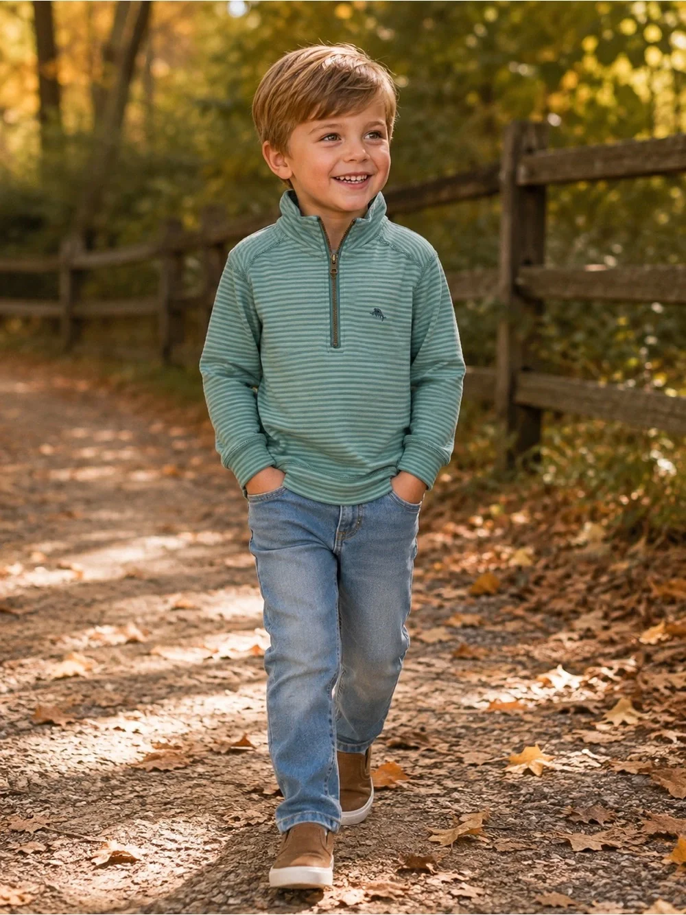 🐠TOMMY BAHAMA Striped Quarter-Zip Pullover Sweatshirt - Green - Boys 4T
